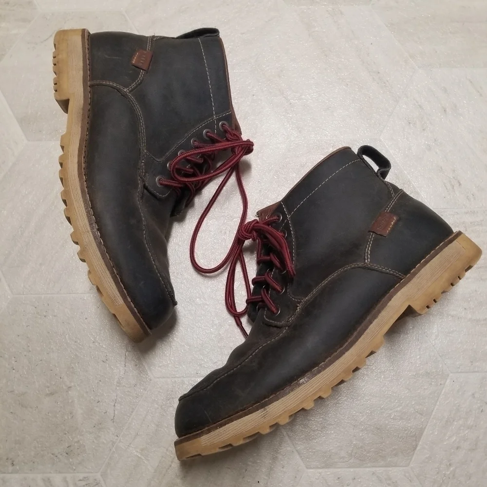 KEEN The 59‎ Black Oiled Leather Lace-up Hiking Work Moc Toe Boot Mens 9M